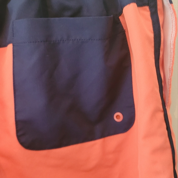 navy & orange colorblock speedo swim trunks shorts - lined with pockets medium - Picture 9 of 10
